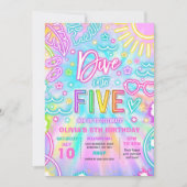 Duik in Vijf 5e Verjaardag Pool Party Kaart (Voorkant)