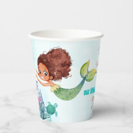 Duik in Vijf Bruine Zeemeermin 5e Verjaardag Meisj Papieren Bekers