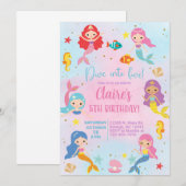 Duik in vijf meisje 5e verjaardag zeemeerminnen ui kaart (Voorkant / Achterkant)