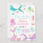 Duik in vijf meisje 5e verjaardag zeemeerminnen ui kaart (Voorkant)