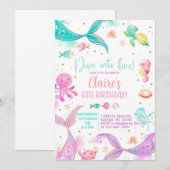 Duik in vijf meisje 5e verjaardag zeemeerminnen ui kaart (Voorkant / Achterkant)