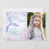 Duik in Vijf Meisje 5e Verjaardagsfeestfoto Kaart (Voorkant)