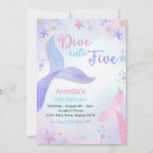 Duik in Vijf Meisje 5e Verjaardagsfeestje Kaart (Voorkant)