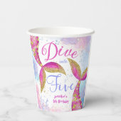 Duik in Vijf Meisje Roze 5e Verjaardag Papieren Bekers (Achterkant)