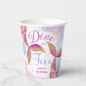 Duik in Vijf Meisje Roze 5e Verjaardag Papieren Bekers (Voorkant)