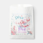 Duik in vijf! Meisje Roze Zeemeermin 5e Verjaardag Bedankzakje (Voorkant)