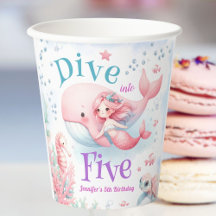 Duik in vijf! Meisje Roze Zeemeermin 5e Verjaardag