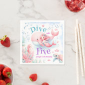 Duik in vijf! Meisje Roze Zeemeermin 5e Verjaardag Servet (Insitu)