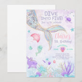 Duik in vijf meisjes 5e verjaardag zeemeermin uitn kaart (Voorkant / Achterkant)