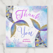 Duik in Vijf Meisjes Zeemeermin 5e Verjaardag Bedankjes Labels (Voorkant)