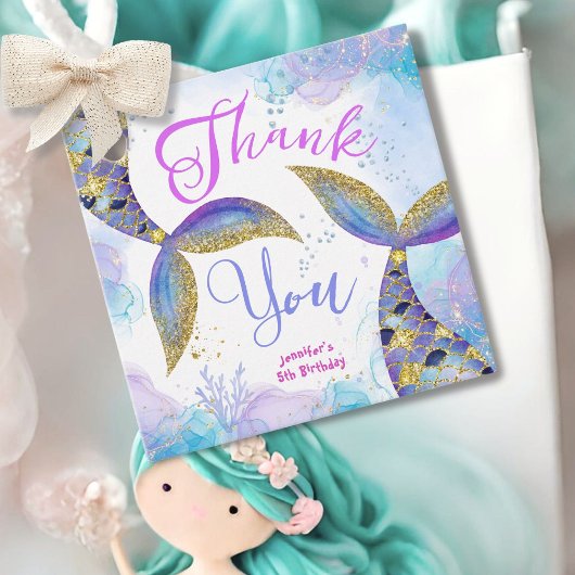 Duik in Vijf Meisjes Zeemeermin 5e Verjaardag Bedankjes Labels