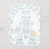 Duik in Vijf Moderne Surven Surfplank 5e Verjaarda Kaart (Voorkant / Achterkant)