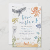 Duik in vijf oceandieren 5e verjaardag kaart (Voorkant)