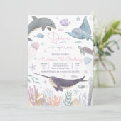 Duik in vijf onder het Zee Dolfijn Verjaardag Kaart (Staand voorkant)