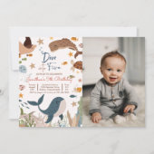 Duik in vijf onder het Zee Shark Birthday Party Kaart (Voorkant)