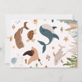 Duik in vijf onder het Zee Shark Birthday Party Kaart (Achterkant)