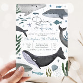 Duik in vijf onder het Zee Whale Birthday Party Kaart