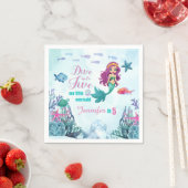 Duik in vijf Paarse zeemeermin meisjes 5e verjaard Servet (Insitu)