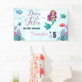 Duik in vijf Paarse zeemeermin meisjes 5e verjaard Spandoek (Insitu)