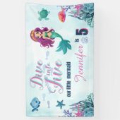 Duik in vijf Paarse zeemeermin meisjes 5e verjaard Spandoek (Verticaal)