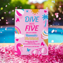 Duik in vijf Pool Party Verjaardag Meisje zomer