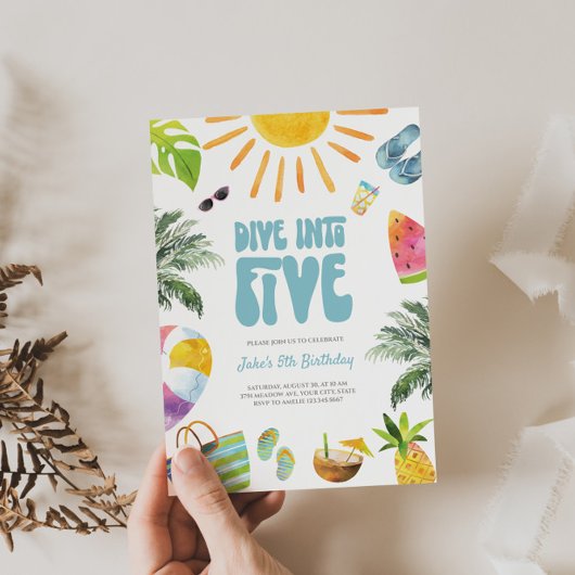 Duik in Vijf Retro Verjaardag Uitnodiging