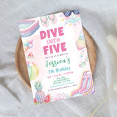 Duik in vijf - Summer Girl 5e verjaardagsfeestje Kaart