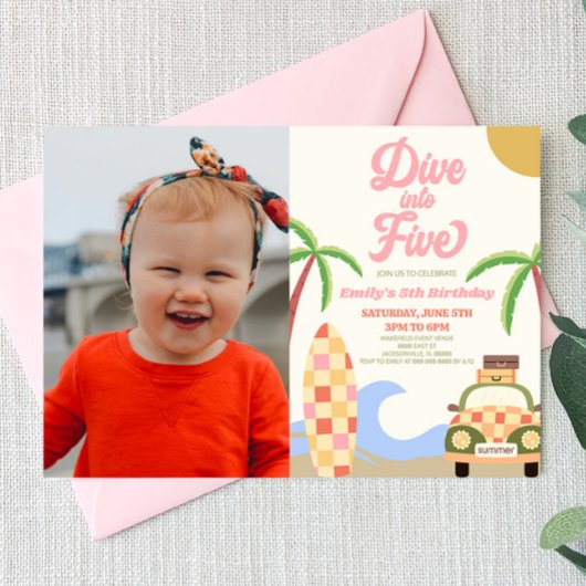 Duik in vijf Surven Afbeelding 5e verjaardagsfeest Kaart