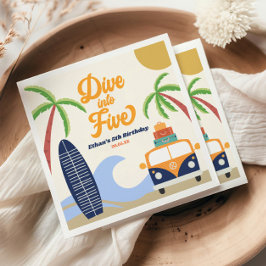 Duik in vijf Surven Blue 5th Birthday Party Napki Servet