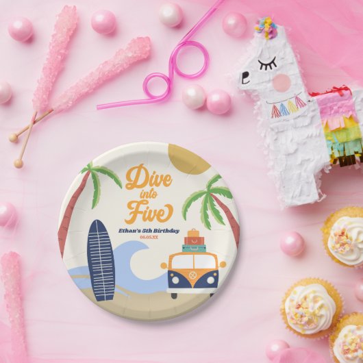 Duik in vijf Surven bord blauw 5e verjaardagsfeest (Feest)