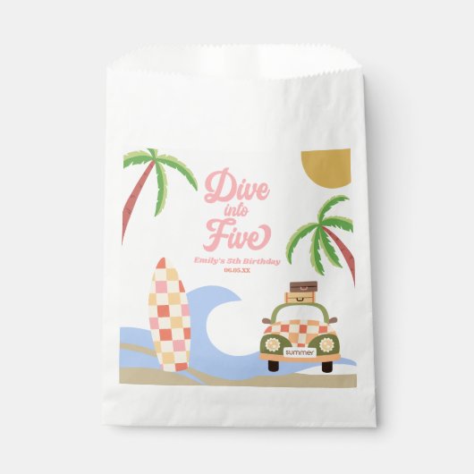 Duik in vijf Surven Roze 5e verjaardagsfeest Bedankzakje (Voorkant)