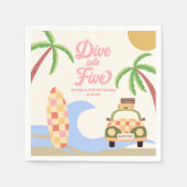 Duik in vijf Surven Roze 5e verjaardagsfeest Servet (Voorkant)