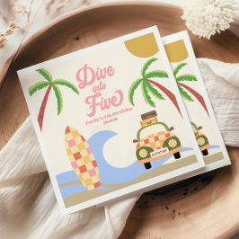 Duik in vijf Surven Roze 5e verjaardagsfeest Servet