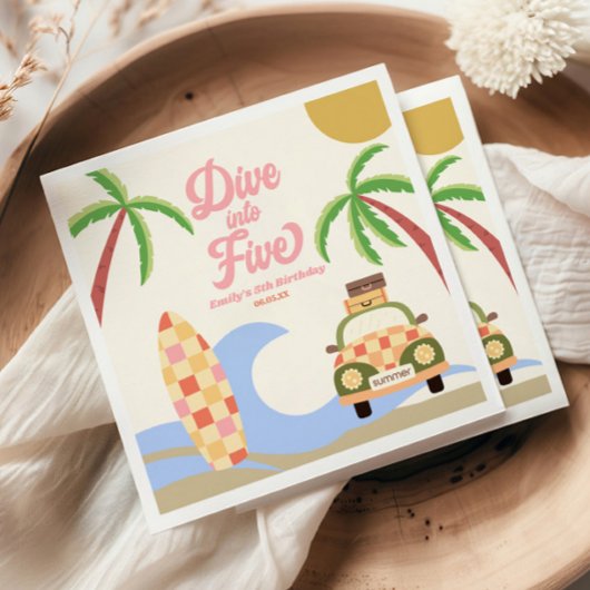 Duik in vijf Surven Roze 5e verjaardagsfeest Servet