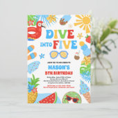 Duik in Vijf Tropisch Strand 5e Verjaardagsfeestje Kaart (Staand voorkant)
