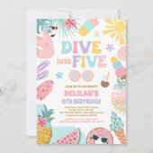 Duik in Vijf Tropisch Strand 5e Verjaardagsfeestje Kaart (Voorkant)