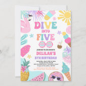 Duik in Vijf Tropisch Strand 5e Verjaardagsfeestje Kaart (Voorkant)