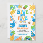 Duik in Vijf Tropisch Strand 5e Verjaardagsfeestje Kaart (Voorkant)