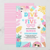 Duik in Vijf Tropisch Strand 5e Verjaardagsfeestje Kaart (Voorkant / Achterkant)