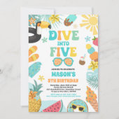 Duik in Vijf Tropisch Strand 5e Verjaardagsfeestje Kaart (Voorkant)