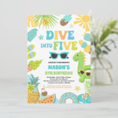 Duik in Vijf Tropisch Strand 5e Verjaardagsfeestje Kaart (Staand voorkant)