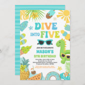 Duik in Vijf Tropisch Strand 5e Verjaardagsfeestje Kaart (Voorkant / Achterkant)