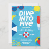 Duik in vijf verjaardagsuitnodiging, 5e verjaardag kaart (Voorkant)