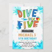 Duik in vijf verjaardagsuitnodigingen kaart (Voorkant)