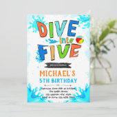 Duik in vijf verjaardagsuitnodigingen kaart (Staand voorkant)