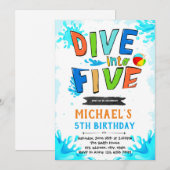 Duik in vijf verjaardagsuitnodigingen kaart (Voorkant / Achterkant)