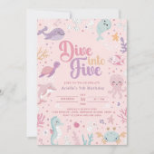 Duik in vijf verjaardagsuitnodigingen. zeedieren kaart (Voorkant)