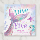 Duik in Vijf Zeemeermin 5e Verjaardag Bedankjes Labels (Voorkant)