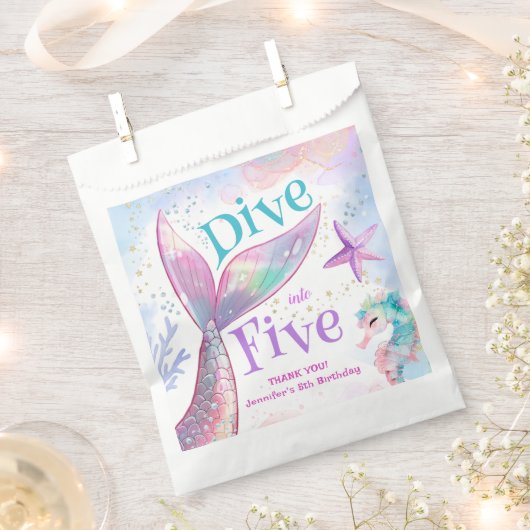 Duik in Vijf Zeemeermin 5e Verjaardag Bedankzakje (Geknipt)