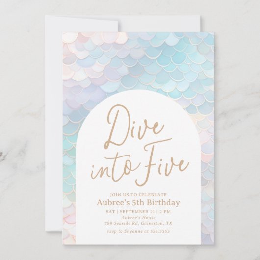 Duik in Vijf Zeemeermin 5e Verjaardag Kaart (Voorkant)